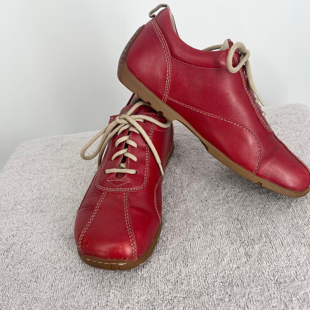 BIRKENSTOCK Footprints Red Leather Casual Shoes EU 37 US 6-6.5 Quiet Luxury
